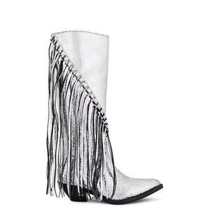 RAYE Jackson Western Boots Metallic‎ Silver Size 6.5 RAYE-WZ2499 Fringe Tasseled